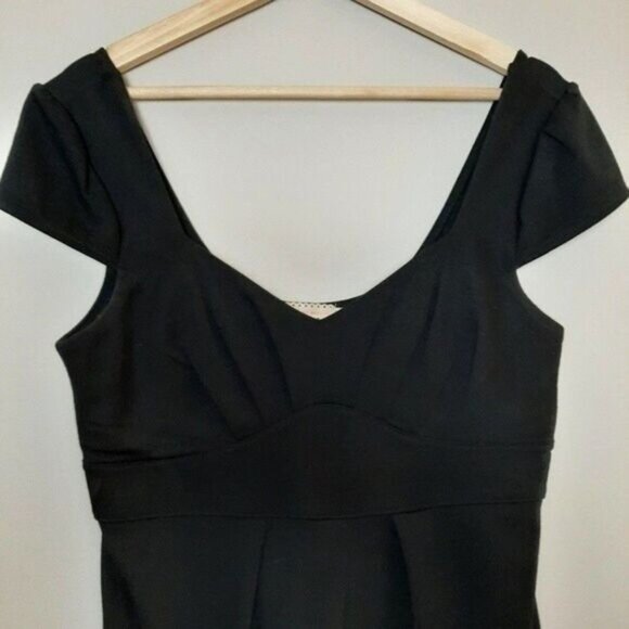 PINS & NEEDLES  | Empire Waist Black Mini Comfy Stretch Dress LBD Sz L - Picture 3 of 9